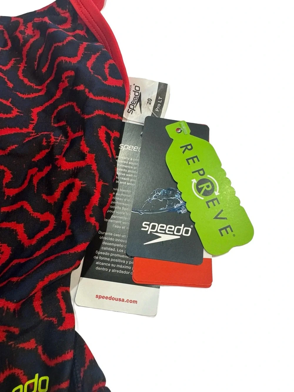 Speedo Black & Red Patterned Girls' One-Piece Swimsuit with Lime Lining